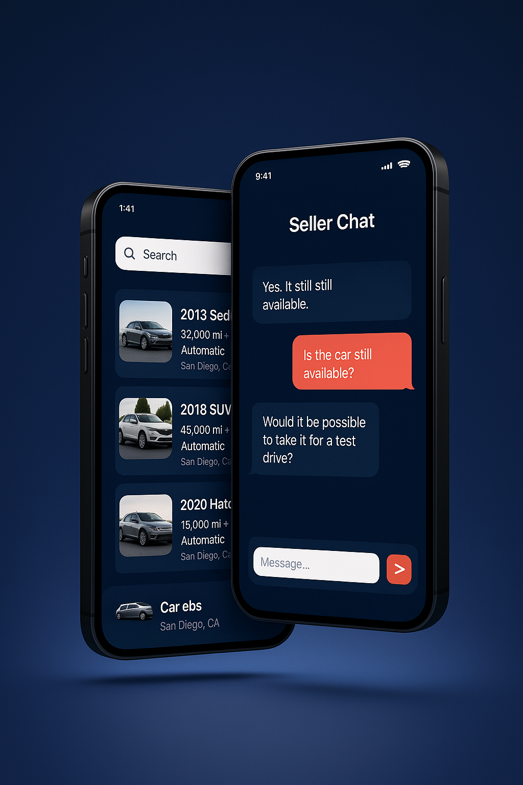 AutoAlly mobile app - product mockup
